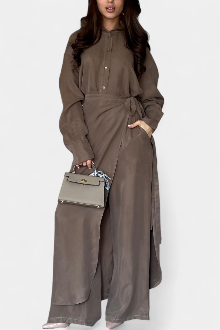 Marisol | Conjunto Casual de Camisa Suelta y Pantalón Falda