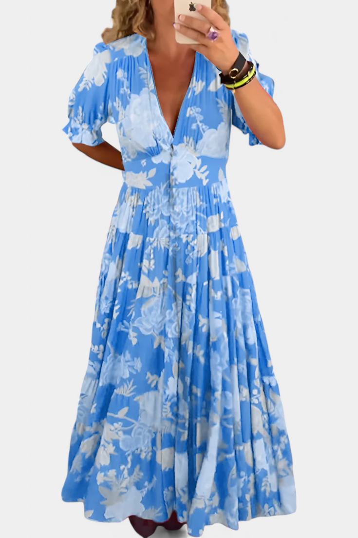 Lina | Vestido Floral con Escote en V