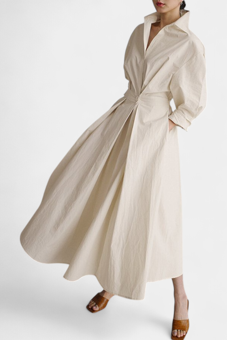 Miriam | Vestido Maxi de Manga Larga Retro