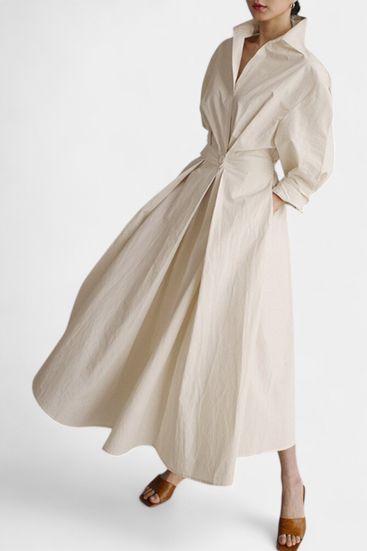 Miriam | Vestido Maxi de Manga Larga Retro