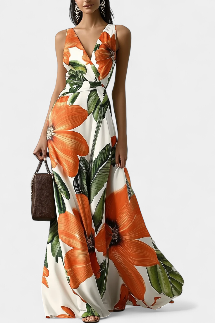 Regina | Vestido Clásico con Estampado Floral