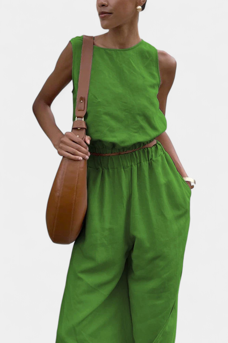 Portia | Conjunto de Algodón y Lino con Abertura Lateral