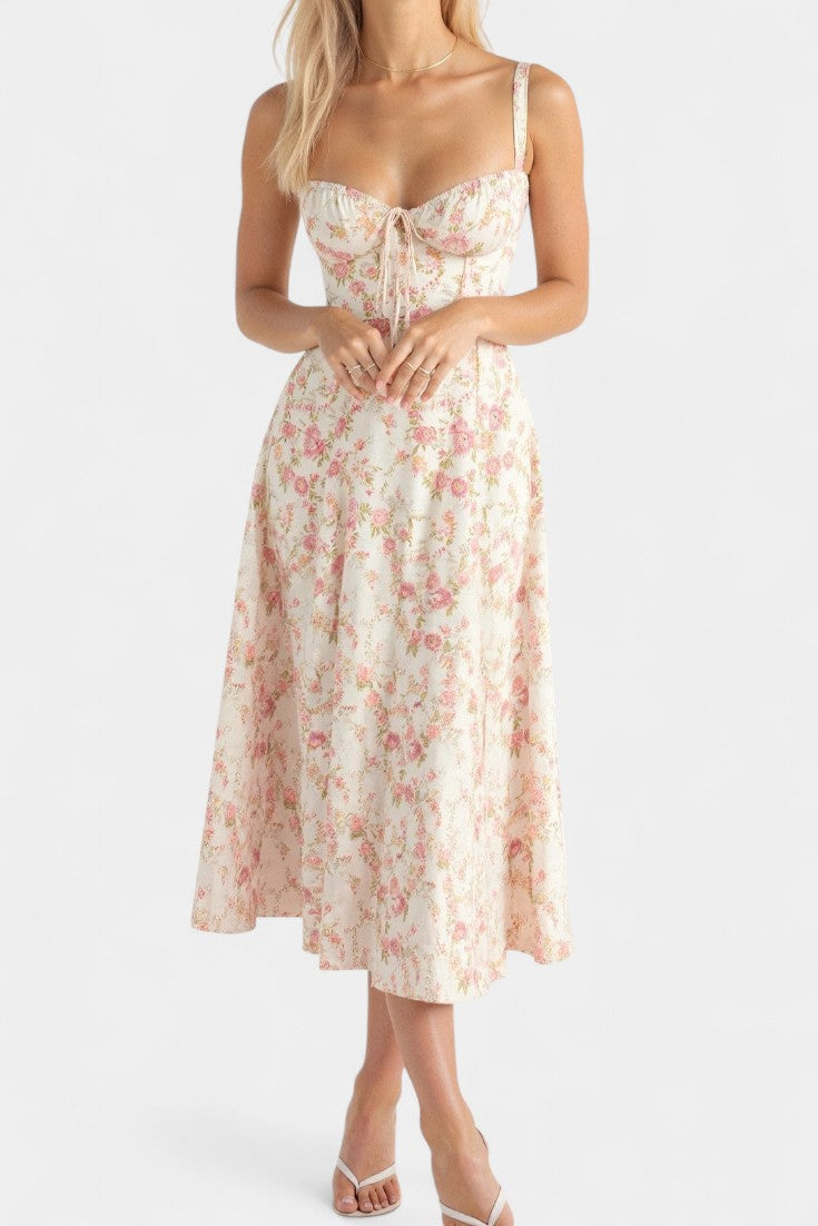 Flora | Vestido Midi A-Line con Corsé