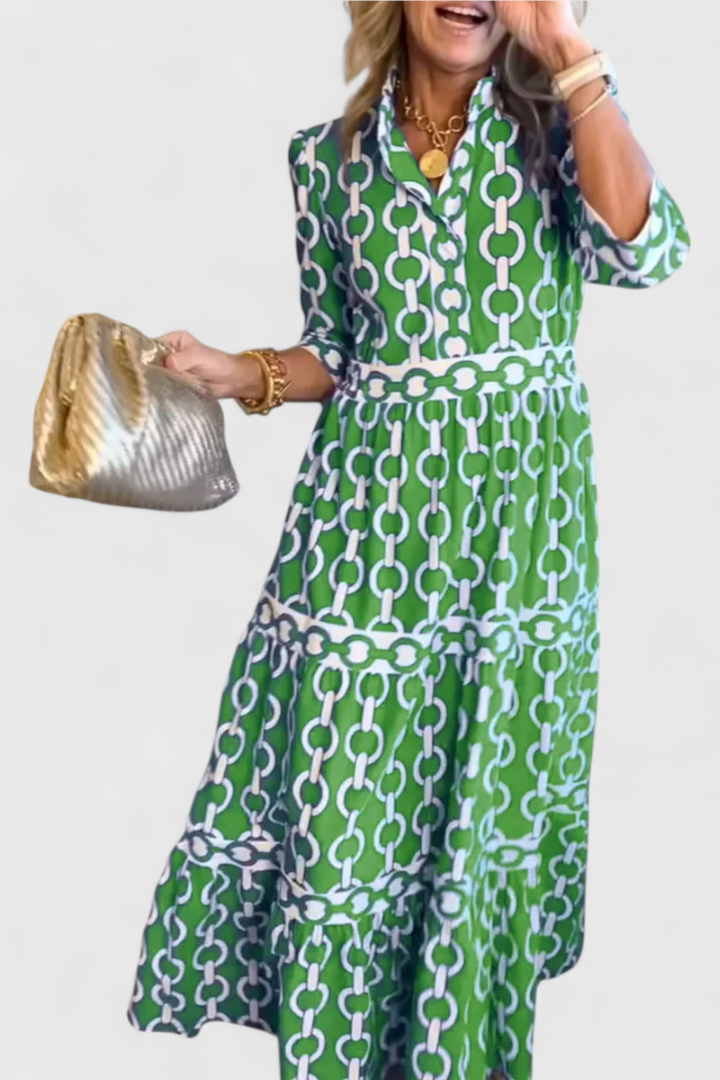 Casilda | Vestido Midi con Estampado de Cadenas