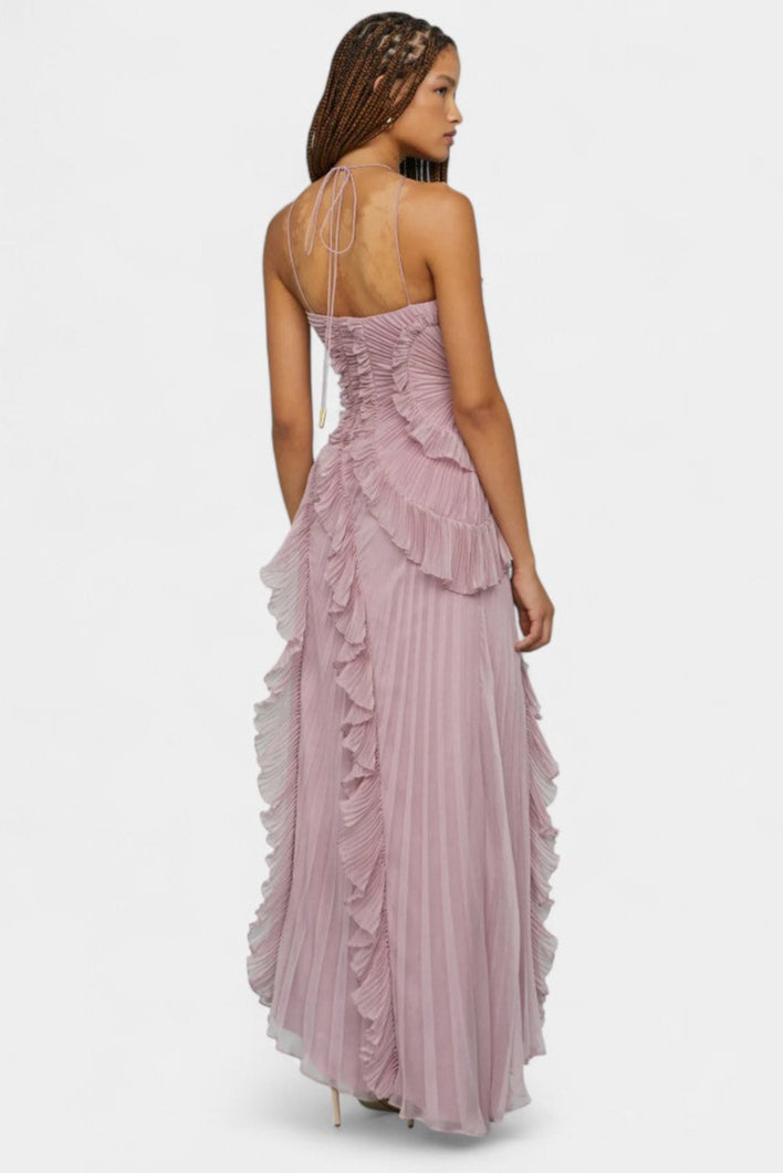 Bia | Vestido de Halter con Volantes Plisados
