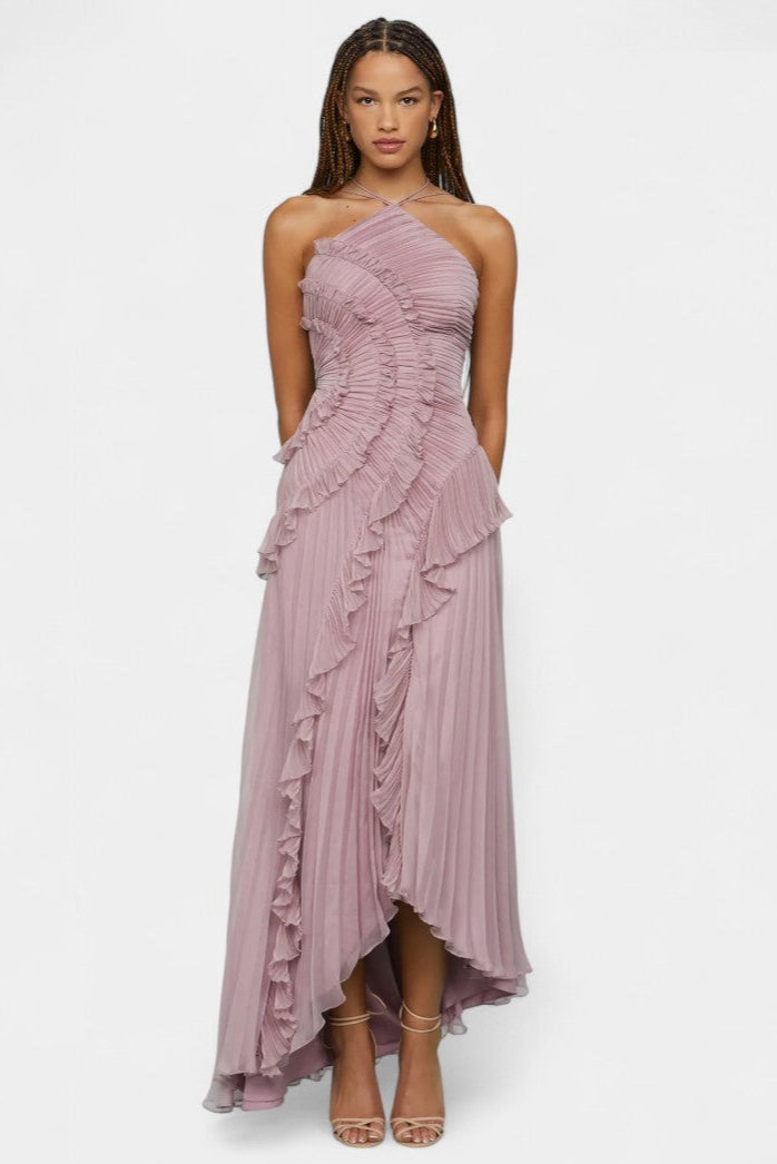 Bia | Vestido de Halter con Volantes Plisados