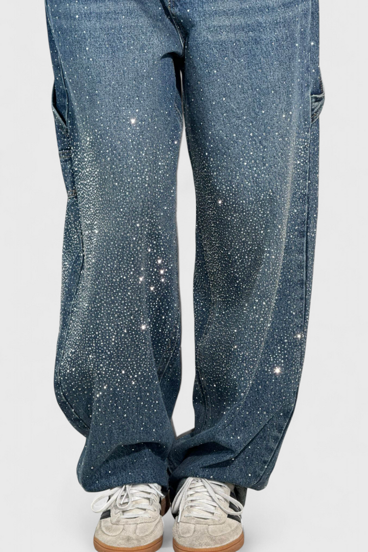 Dariya | Jeans Cargo Balloon con Brillo y Aplicaciones de Pedrería