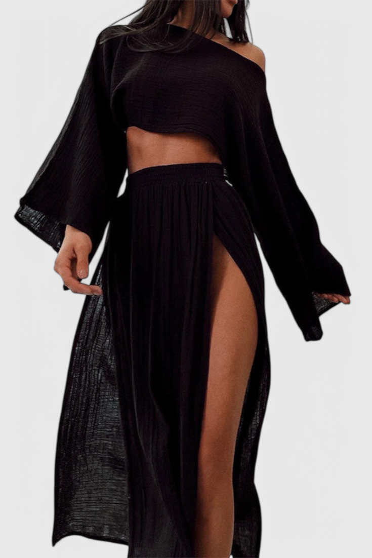 Martha | Conjunto de Dos Piezas con Falda de Abertura Alta