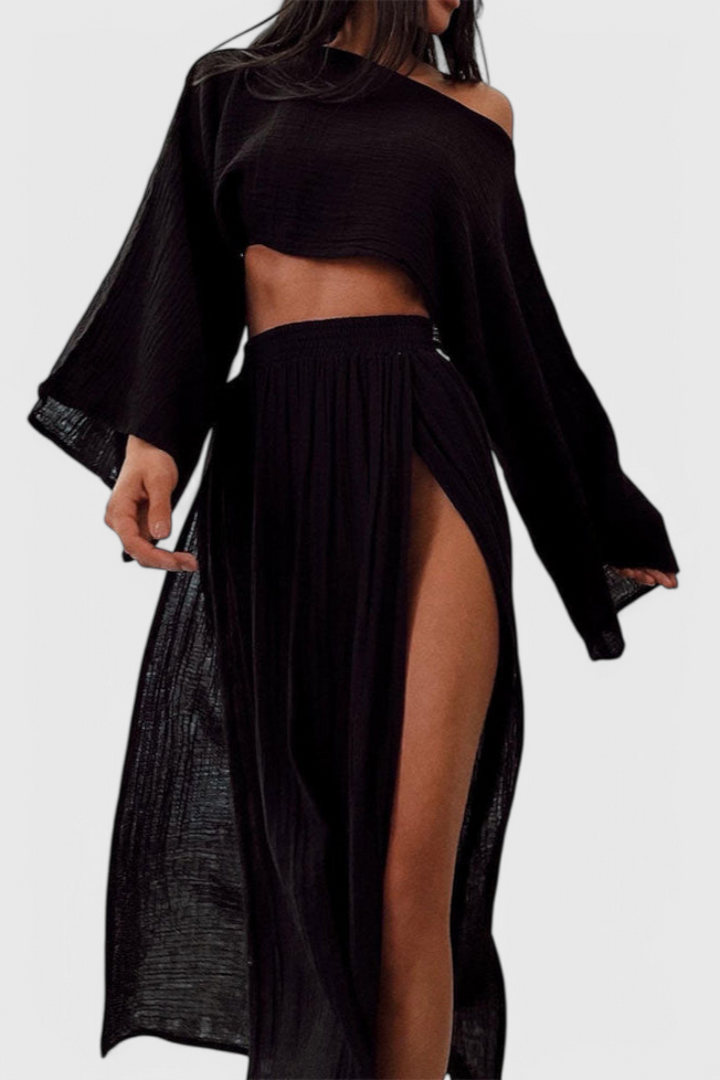 Martha | Conjunto de Dos Piezas con Falda de Abertura Alta