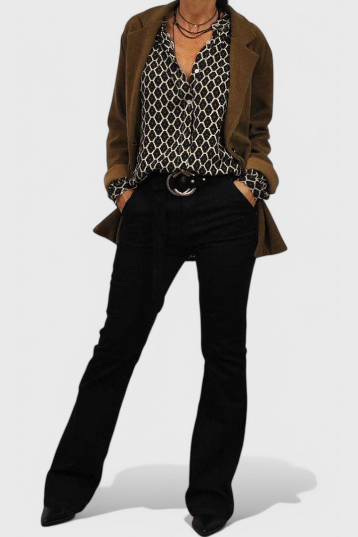 Jemima | Blusa de Botones con Estampado Geométrico