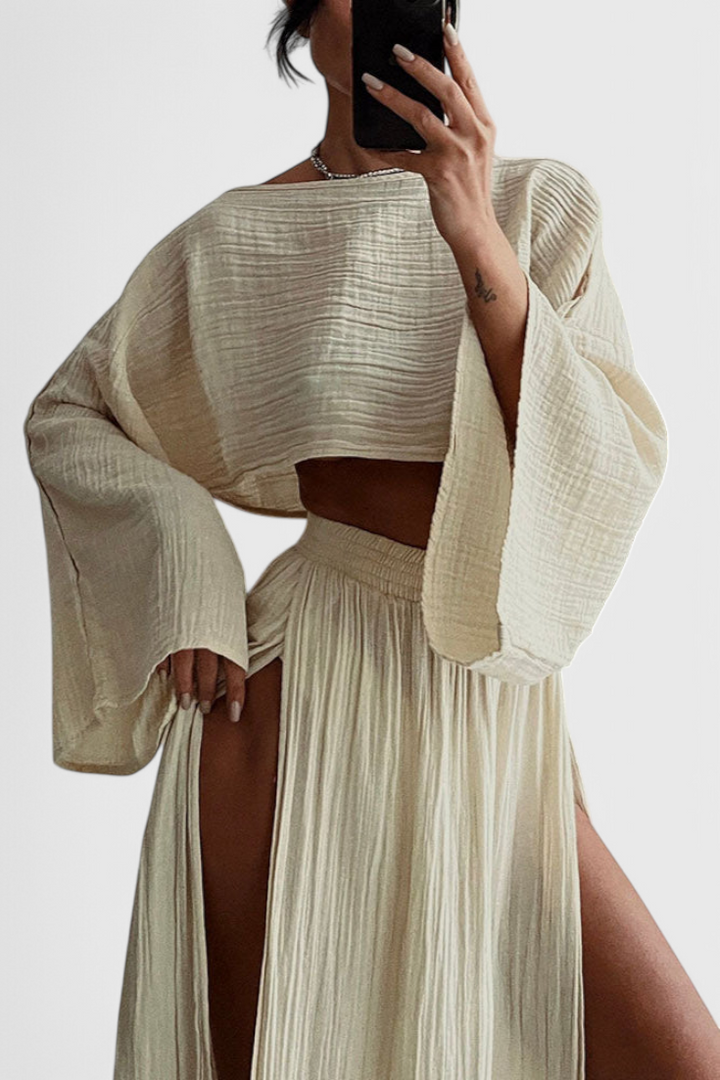 Martha | Conjunto de Dos Piezas con Falda de Abertura Alta