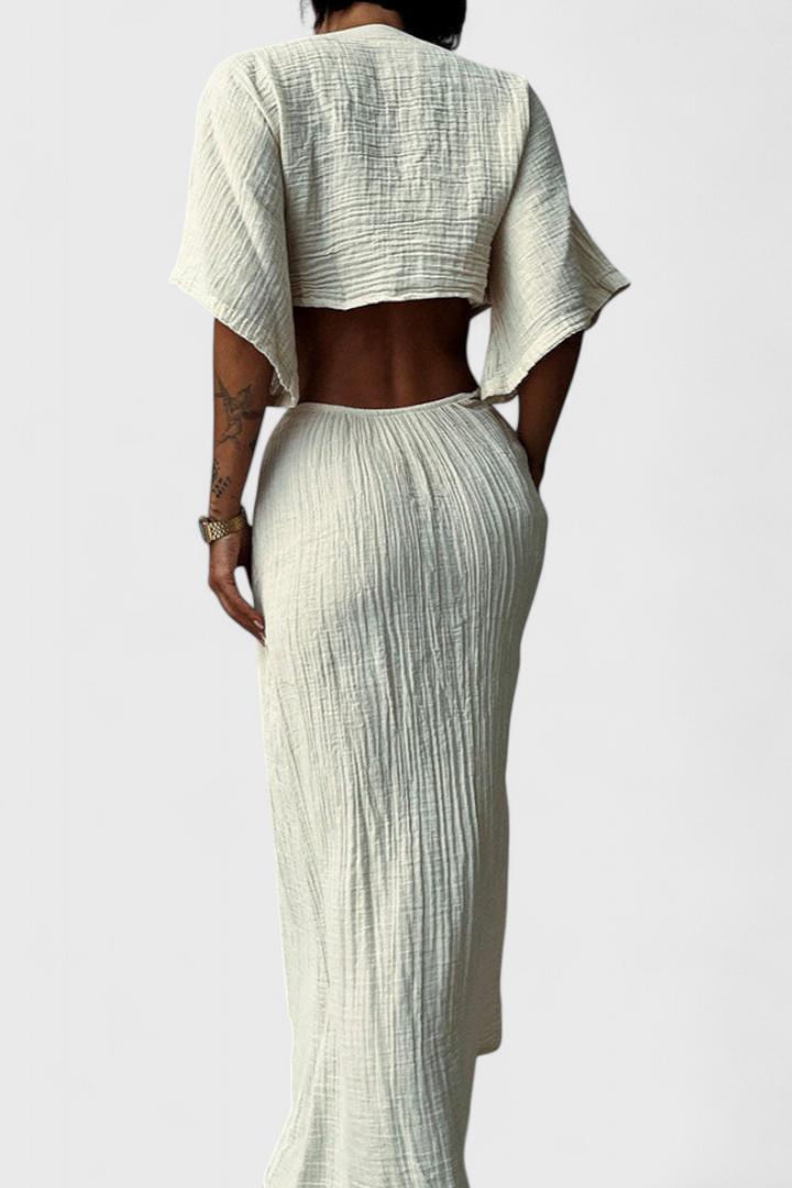 Myra | Vestido Fluido con Lazo Frontal y Cut-Outs