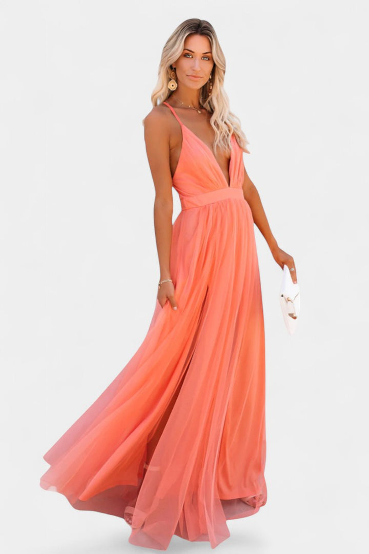 Gergana | Vestido Maxi de Tul Sin Mangas