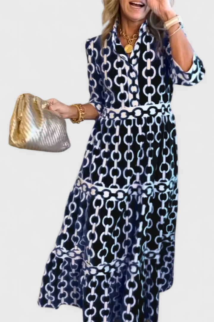 Casilda | Vestido Midi con Estampado de Cadenas