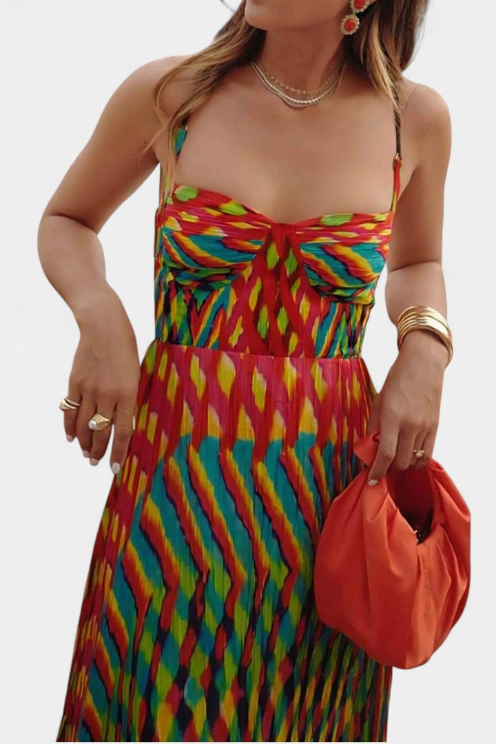 Océana | Vestido Maxi Halter Abstracto