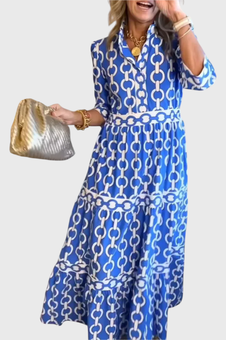 Casilda | Vestido Midi con Estampado de Cadenas