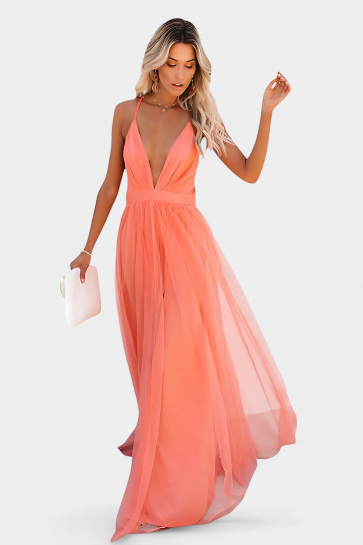 Gergana | Vestido Maxi de Tul Sin Mangas