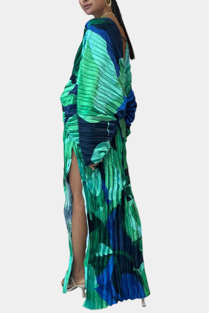 Rebecca | Vestido Maxi Cortado con Pliegues