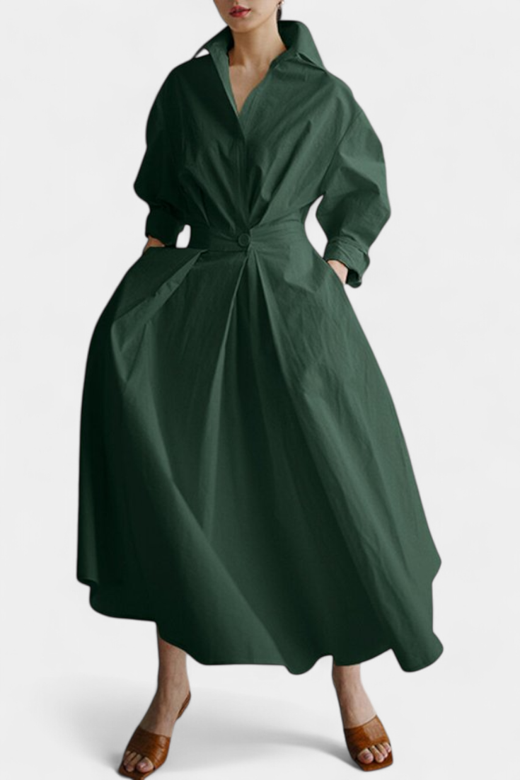 Miriam | Vestido Maxi de Manga Larga Retro