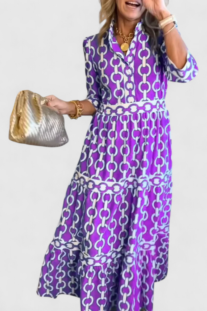 Casilda | Vestido Midi con Estampado de Cadenas