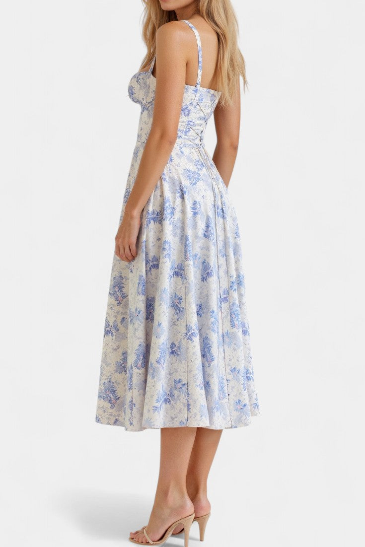 Flora | Vestido Midi A-Line con Corsé