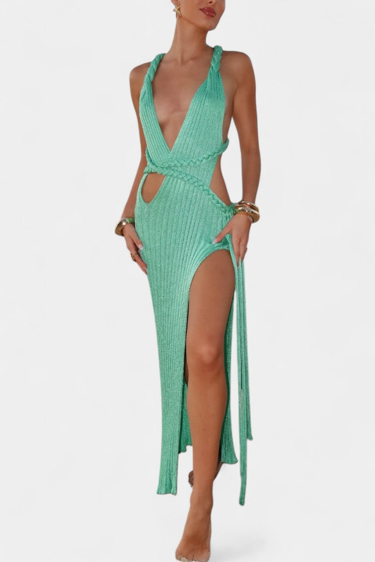 Jamie | Vestido Maxi de Punto con Detalle de Cintura de Cable