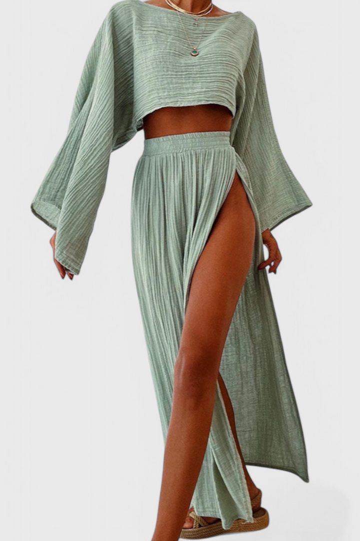 Martha | Conjunto de Dos Piezas con Falda de Abertura Alta