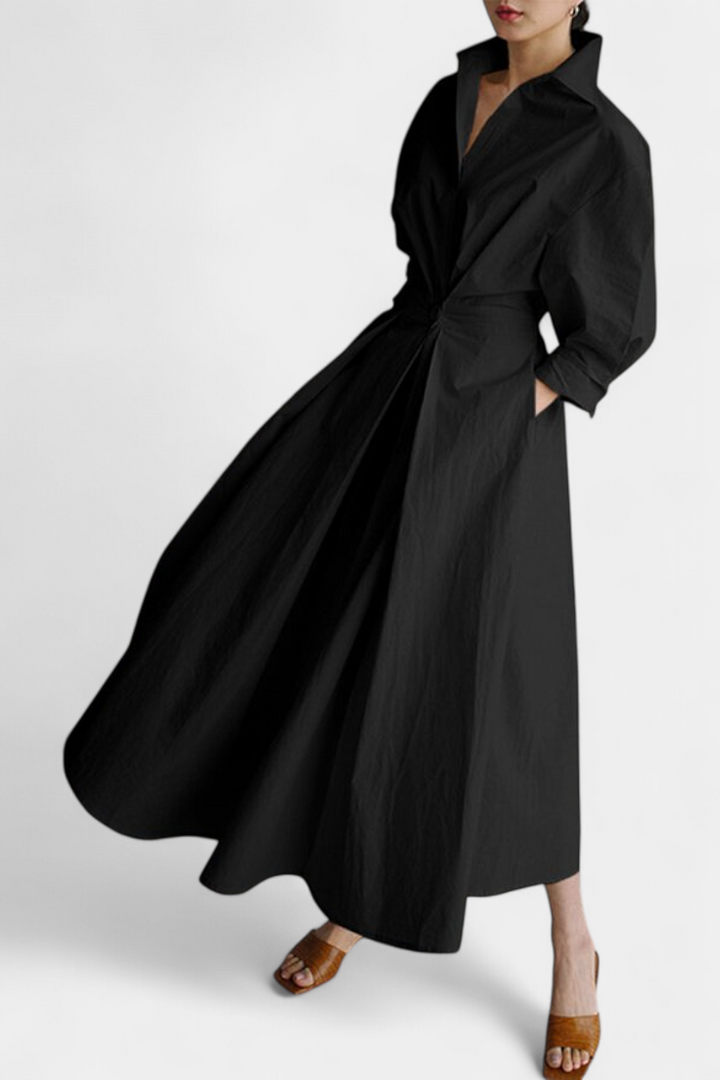 Miriam | Vestido Maxi de Manga Larga Retro