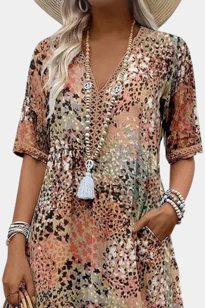 Perla | Vestido Midi Boho con Estampado Floral