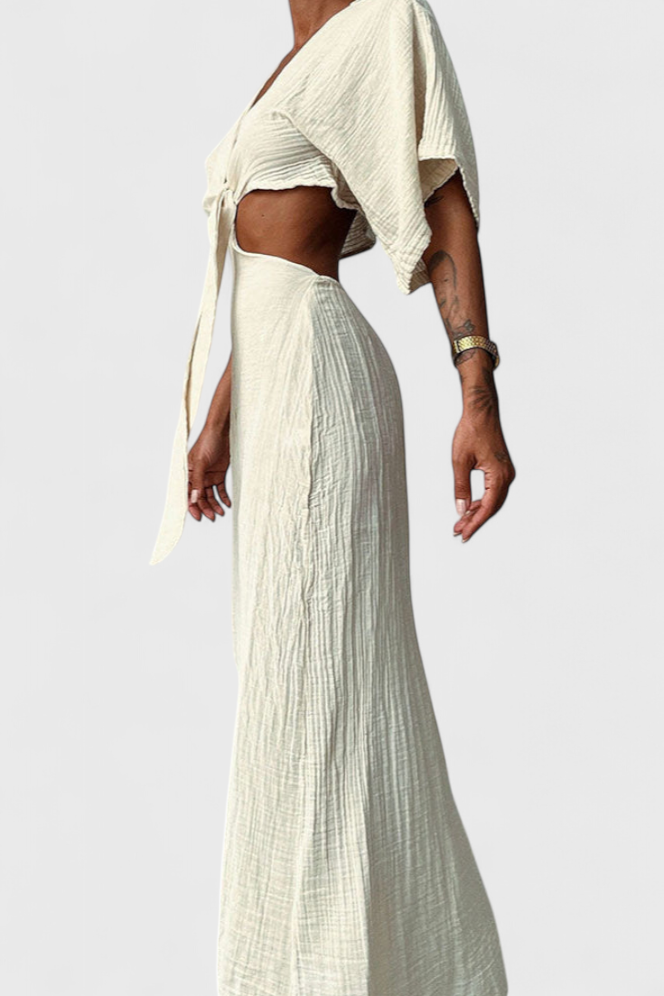 Myra | Vestido Fluido con Lazo Frontal y Cut-Outs