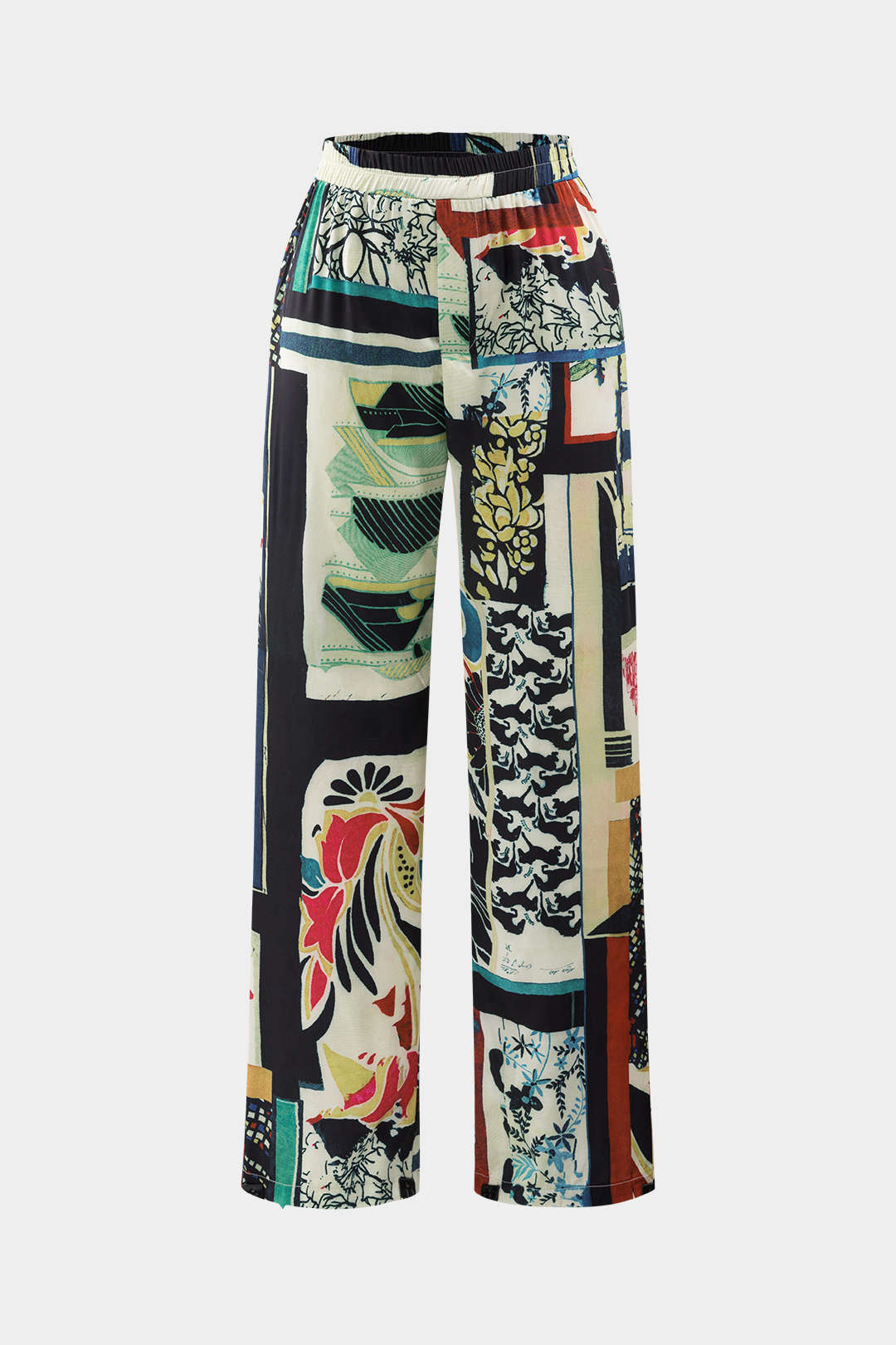 Arce | Pantalones Rectos de Cintura Alta con Estampado Floral
