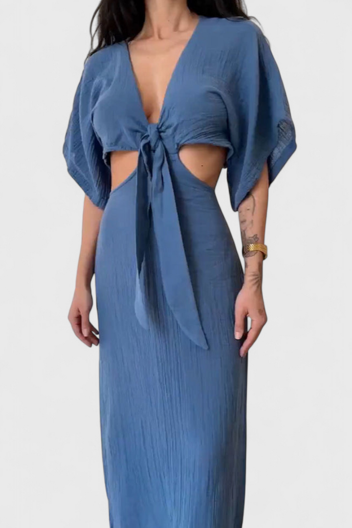 Myra | Vestido Fluido con Lazo Frontal y Cut-Outs