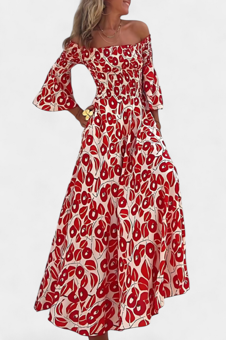 Mar | Vestido Floral con Hombros Descubiertos