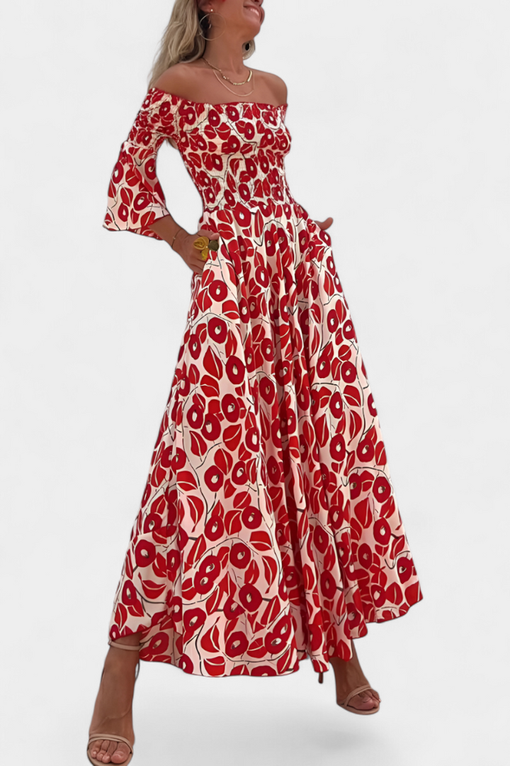 Mar | Vestido Floral con Hombros Descubiertos