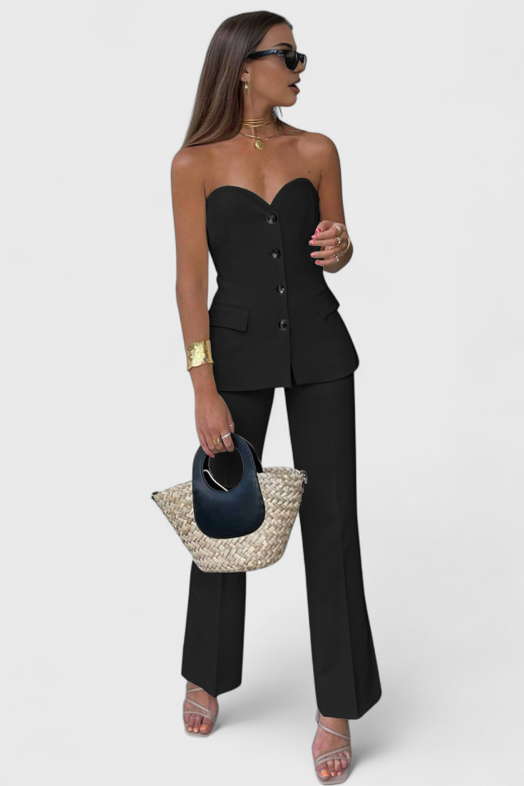 Paesha | Conjunto Relajado sin Mangas y Pierna Ancha