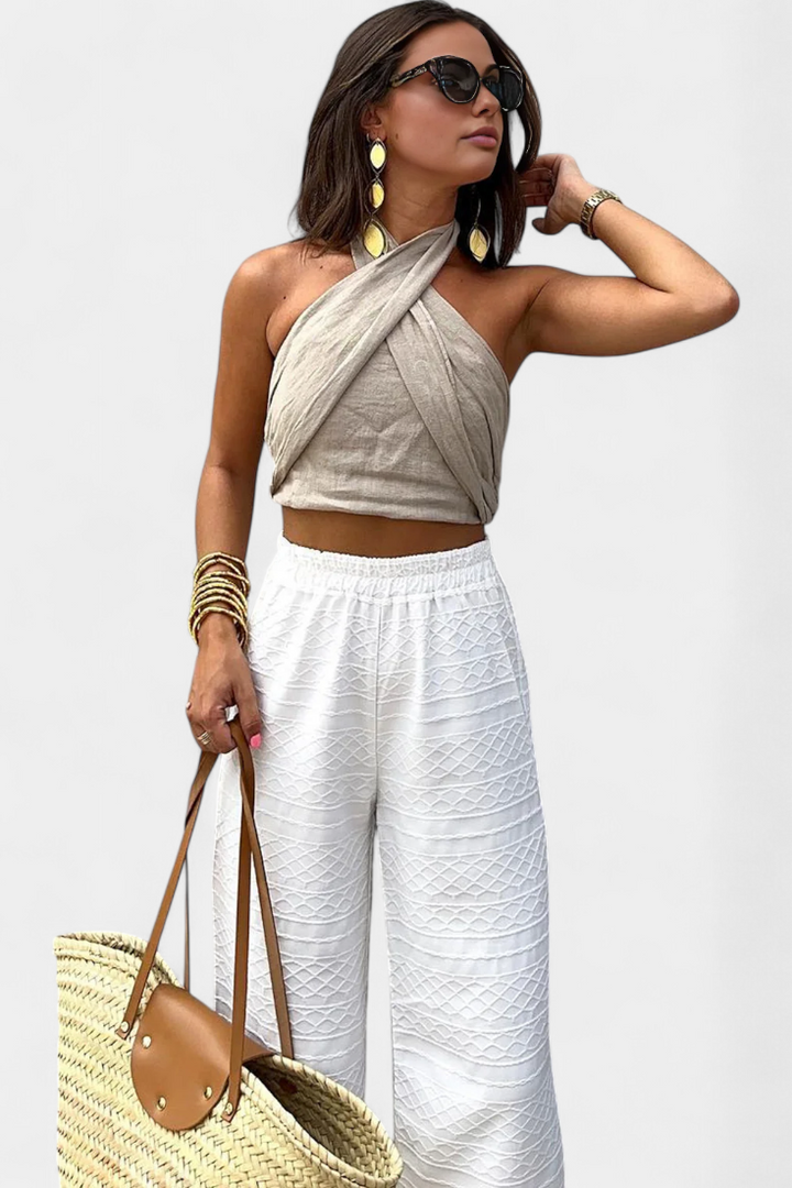 Lena | Top Cruzado Sin Espalda con Nudo y Estilo Halter