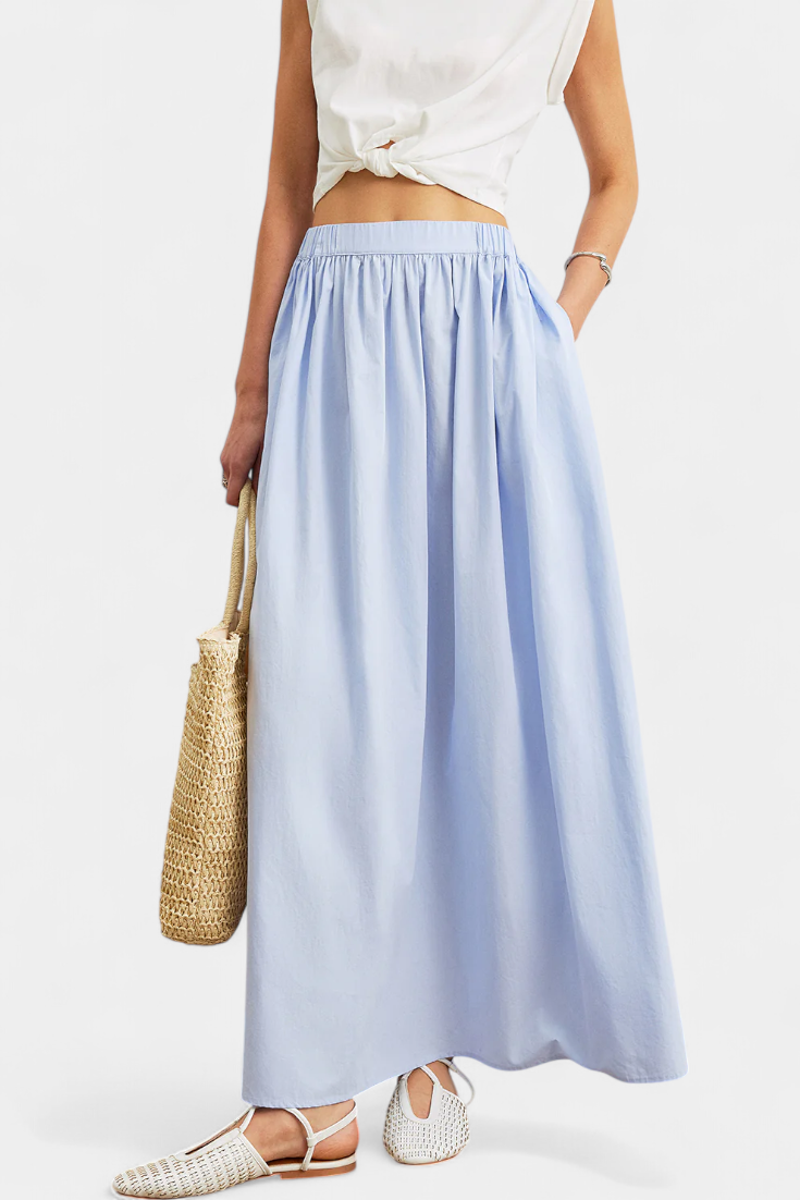 Yora | Falda A-Line de Algodón con Cintura Elástica y Bolsillos