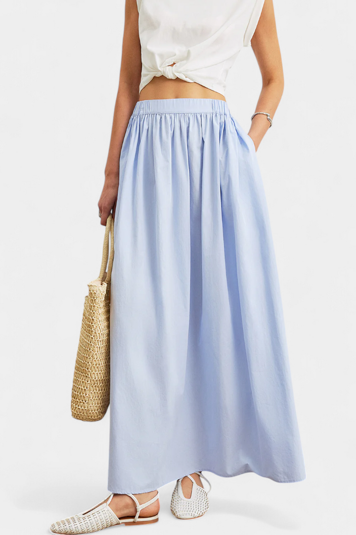 Yora | Falda A-Line de Algodón con Cintura Elástica y Bolsillos