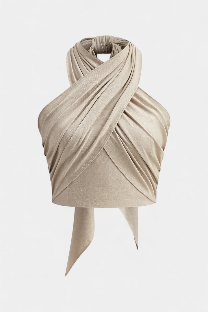 Lena | Top Cruzado Sin Espalda con Nudo y Estilo Halter