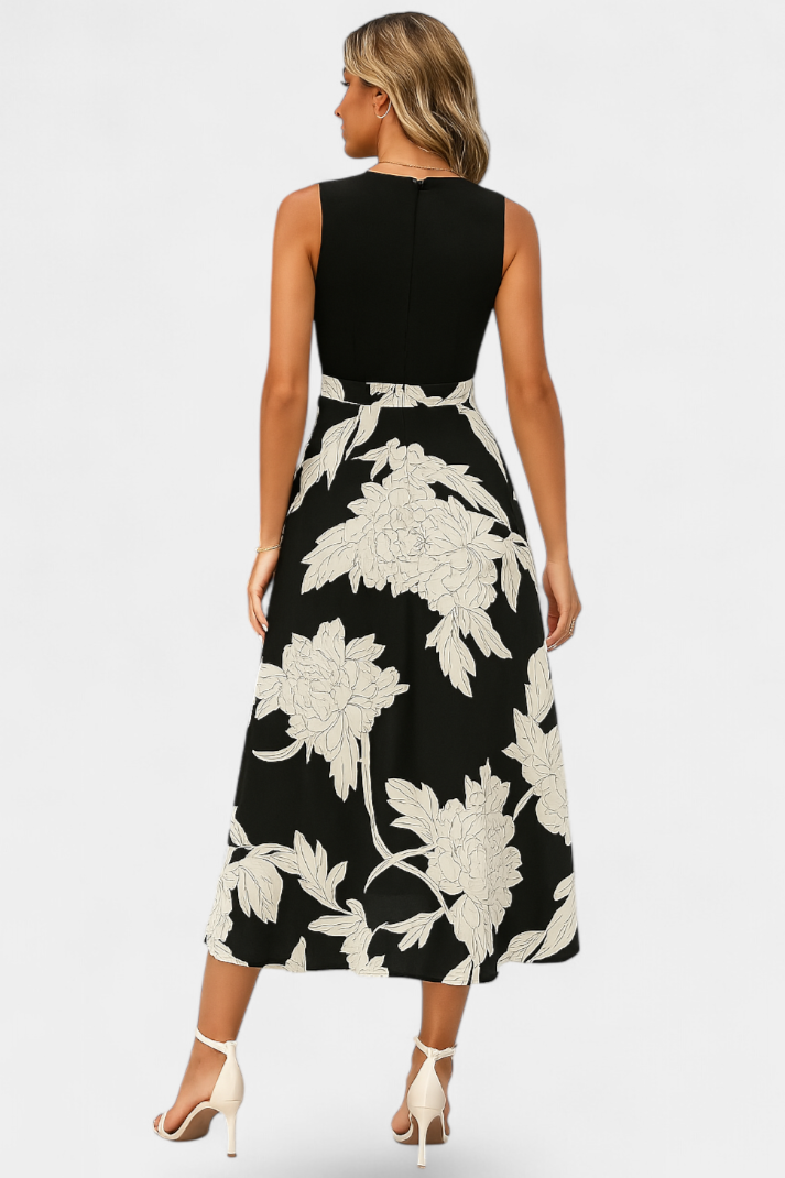 Raquel | Vestido Maxi Floral con Volantes sin Mangas