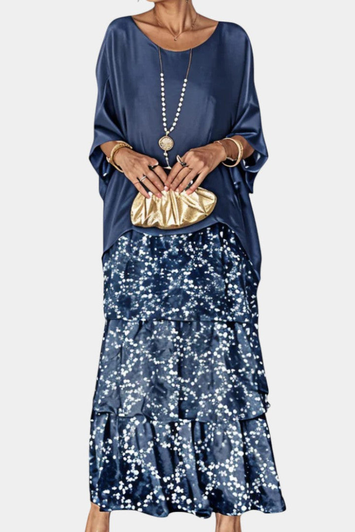 Caroline | Vestido Maxi de Batwing con Estampado