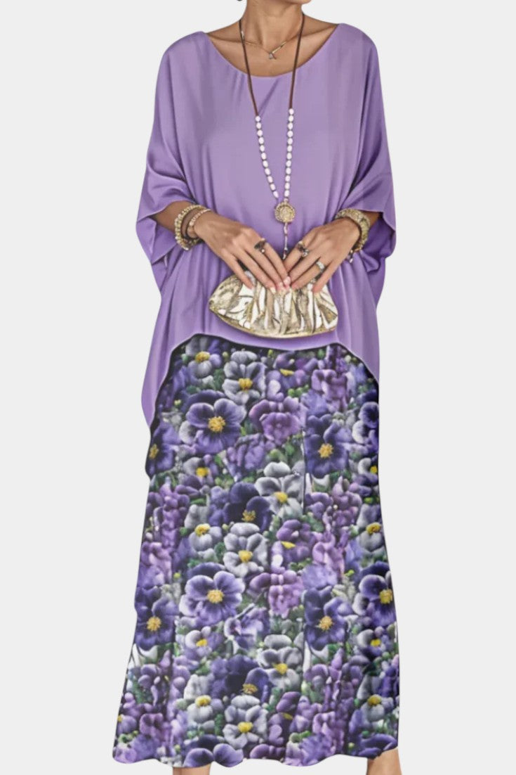 Caroline | Vestido Maxi de Batwing con Estampado