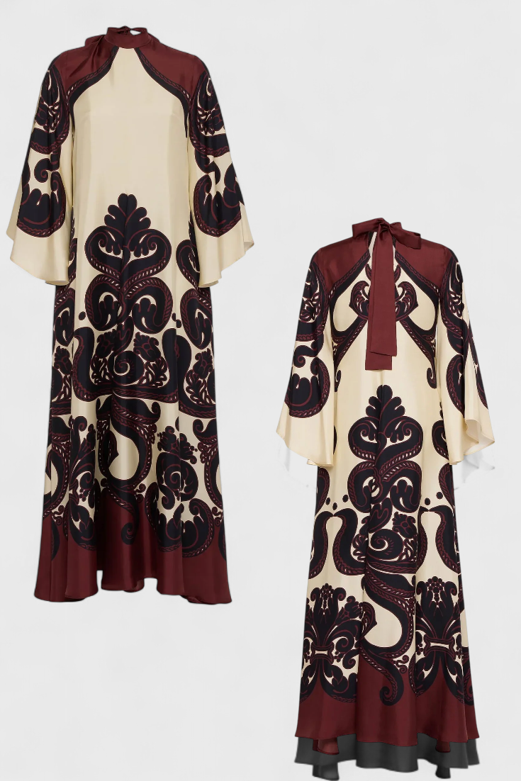 Maritza | Vestido con Estampado de Grenadilla y Cuello Alto