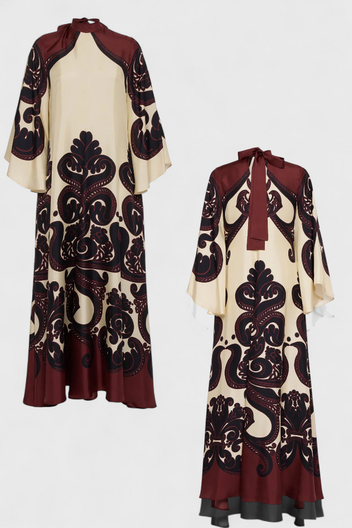 Maritza | Vestido con Estampado de Grenadilla y Cuello Alto