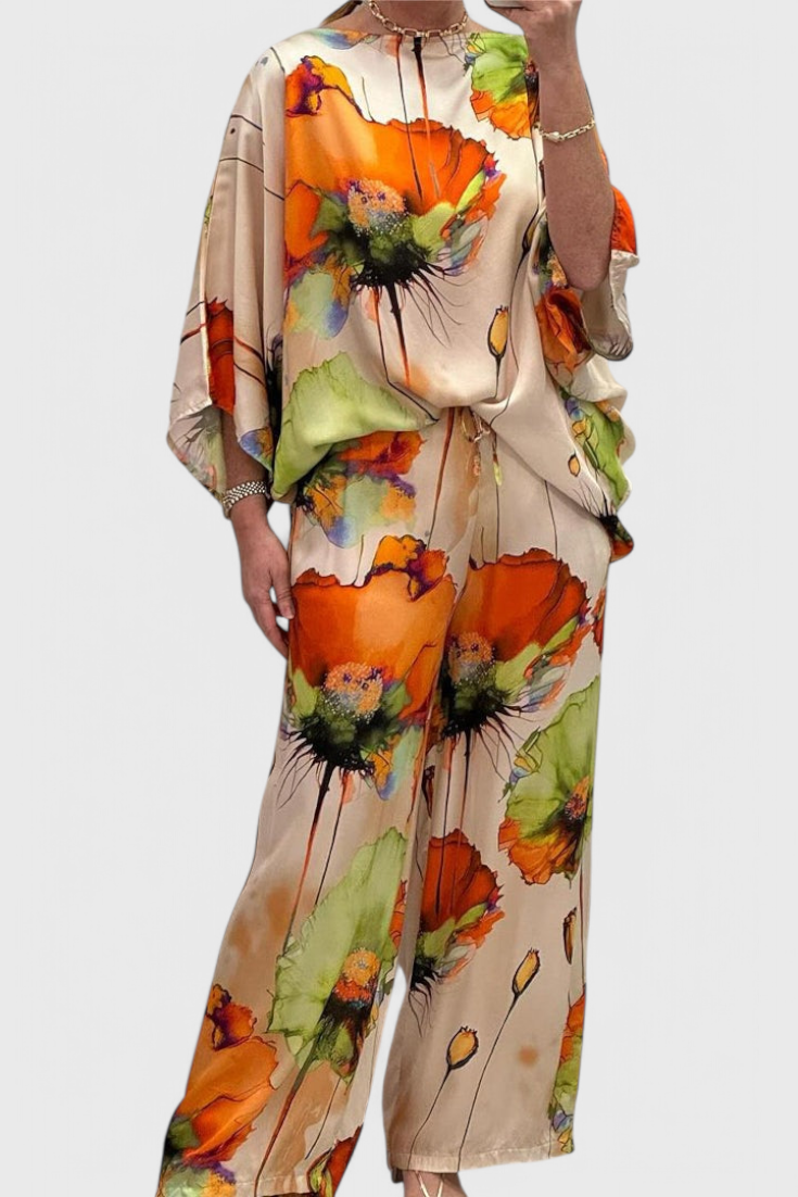 Karoline | Conjunto Floral de Dos Piezas con Ajuste Relajado