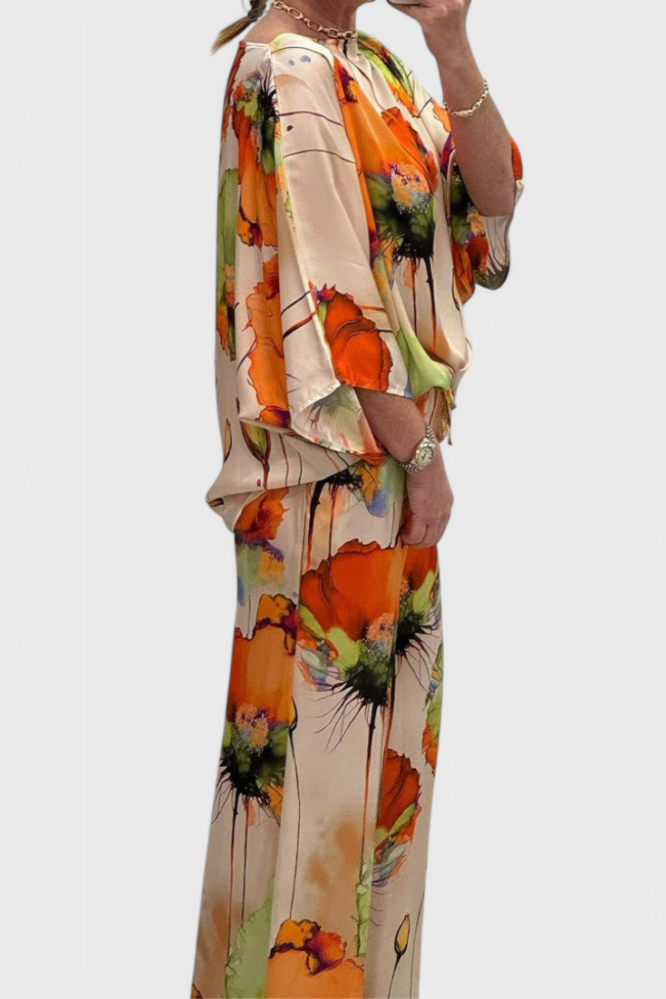 Karoline | Conjunto Floral de Dos Piezas con Ajuste Relajado