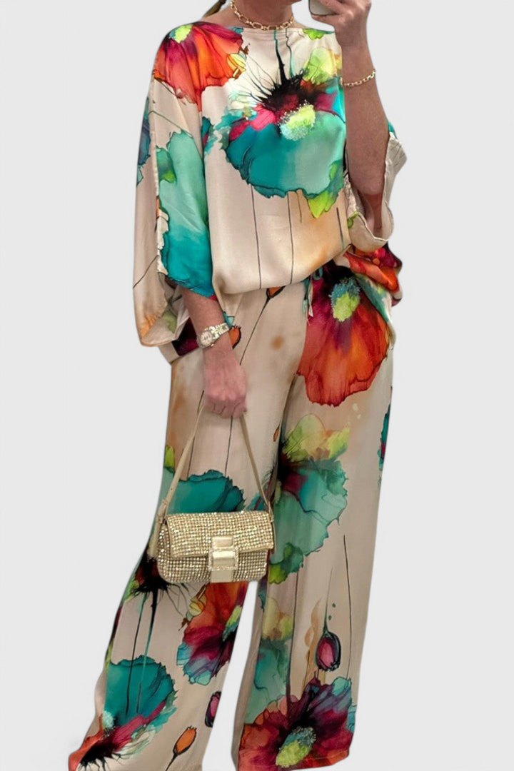 Karoline | Conjunto Floral de Dos Piezas con Ajuste Relajado