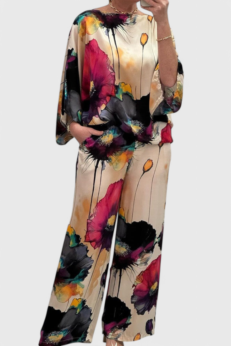 Karoline | Conjunto Floral de Dos Piezas con Ajuste Relajado