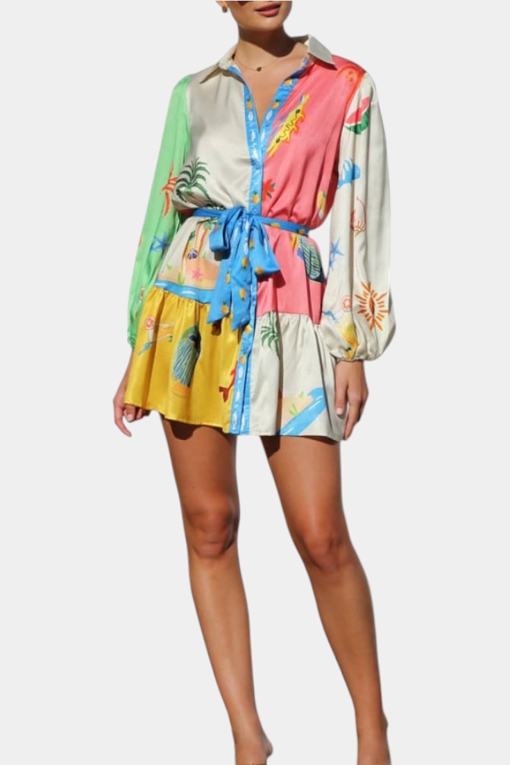 Fallon | Vestido Mini Impreso Multi-Color