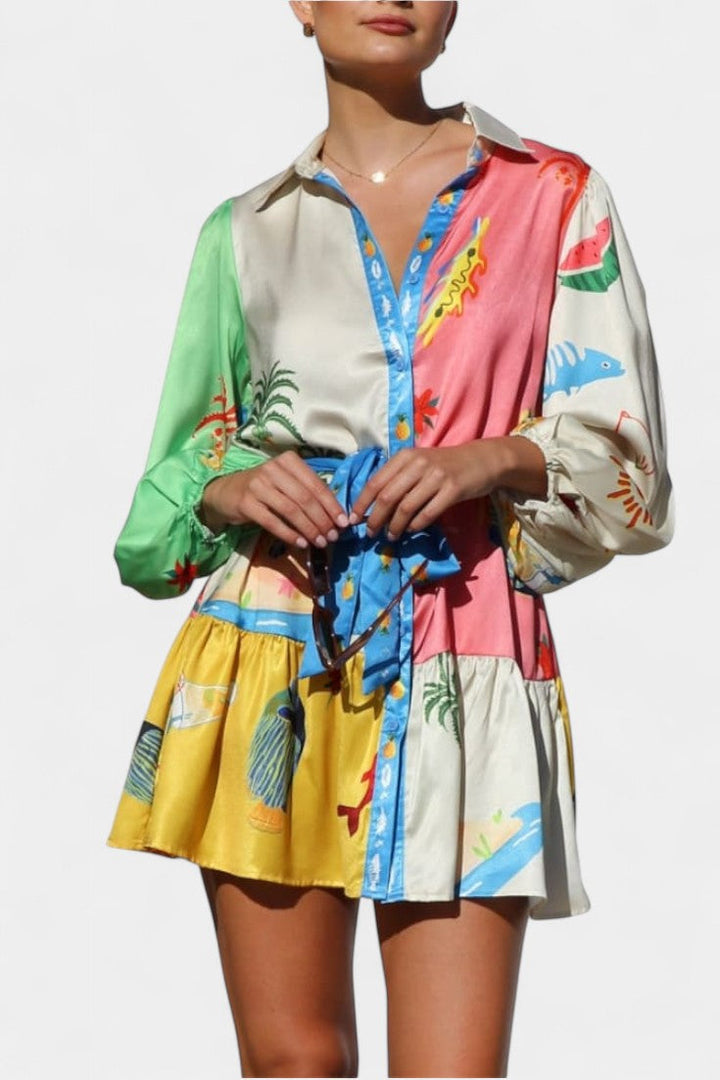 Fallon | Vestido Mini Impreso Multi-Color